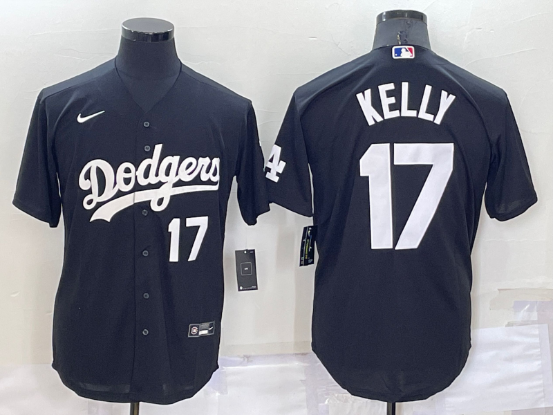 Men's Los Angeles Dodgers #17 Joe Kelly Black Cool Base Stitched Baseball Jersey